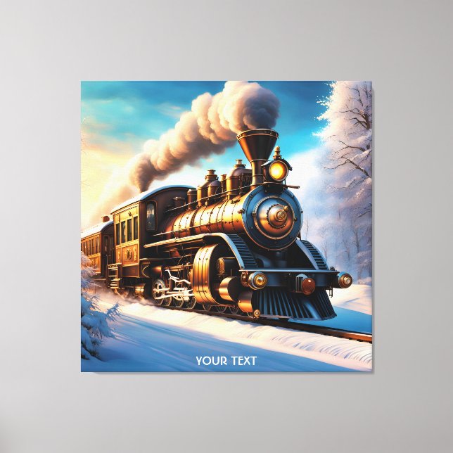 Fantasy Cute Vivid Old Train Winter Canvas Print (Front)