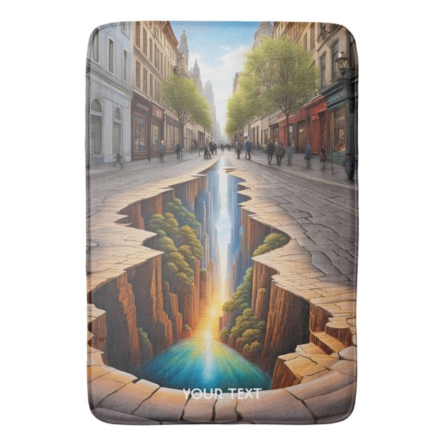 Fantasy Cute Vivid Optical Illusion City Bath Mat (Front Vertical)