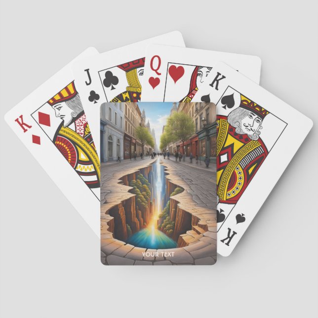 Fantasy Cute Vivid Optical Illusion City Playing Cards (Back)