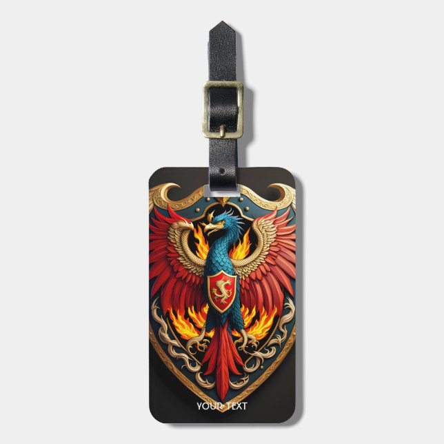 Fantasy Cute Vivid Phoenix Fire Shield Luggage Tag (Front Vertical)
