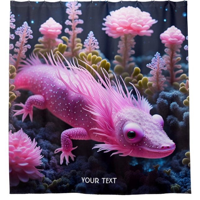 Fantasy Cute Vivid Pink Sea Creature Shower Curtain (Front)
