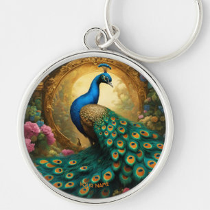 Fantasy Cute Vivid Romantic Peacock Portrait Key Ring