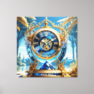 Fantasy Cute Vivid Sapphire Clock Sea Canvas Print