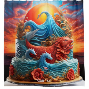 Fantasy Cute Vivid Sea Sunset Cake Shower Curtain