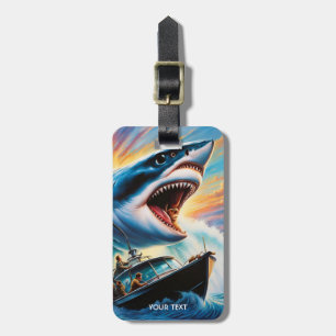 Fantasy Cute Vivid Shark Attacking Boat Luggage Tag
