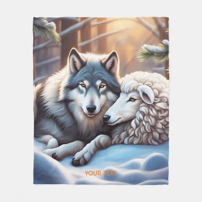 Fantasy Cute Vivid Sheep Wolf Winter Fleece Blanket (Front)