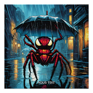 Fantasy Cute Vivid Spider Umbrella Rain Poster