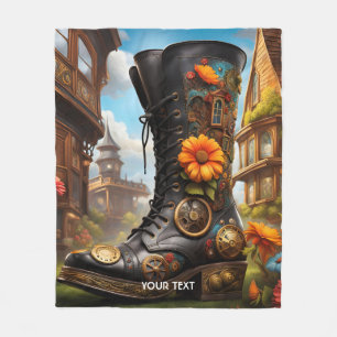 Fantasy Cute Vivid Steampunk Boot House. Perfect A Fleece Blanket