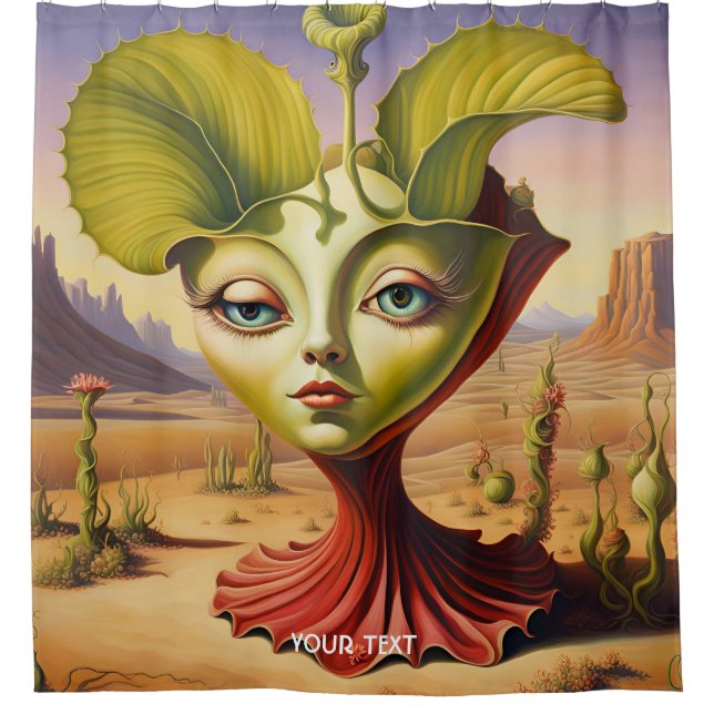 Fantasy Cute Vivid Surreal Face Desert Shower Curtain (Front)