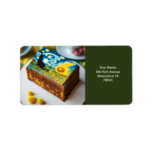 Fantasy Cute Vivid Van Gogh Cake Label