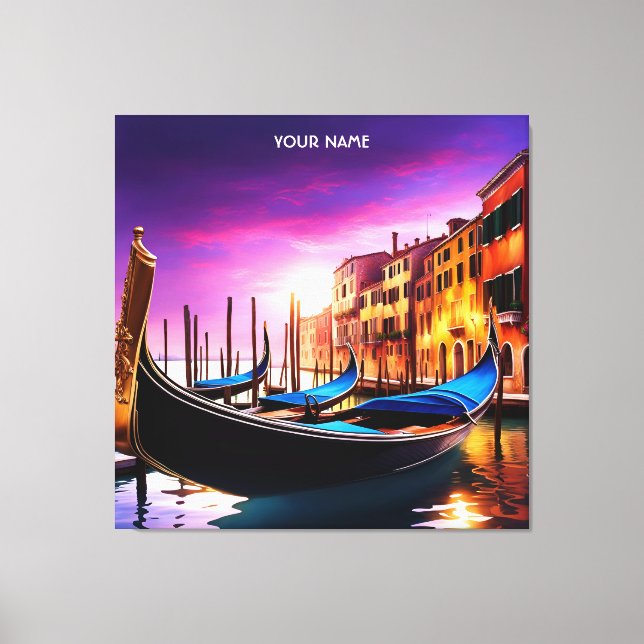 Fantasy Cute Vivid Venice Gondola Sunset  Canvas Print (Front)