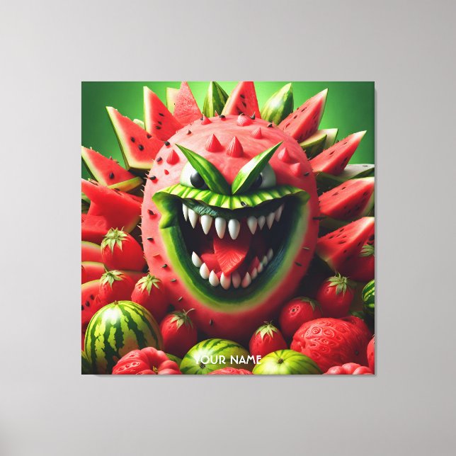 Fantasy Cute Vivid Watermelon Funny Creature Canvas Print (Front)