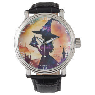 Fantasy Cute Vivid Witch Double Exposure Watch
