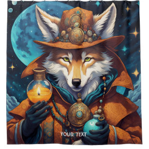 Fantasy Cute Vivid Wolf Wizard Potions Shower Curtain