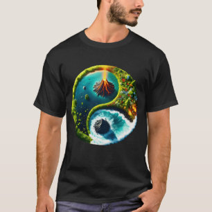 Fantasy Cute Volcano Yin Yang T-Shirt