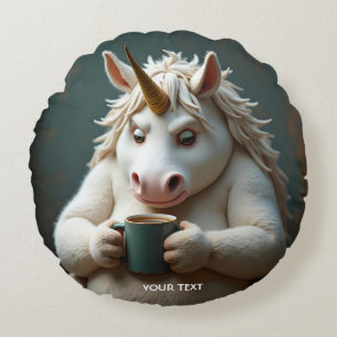 Fantasy Cute Wacky Unicorn Coffee Round Cushion