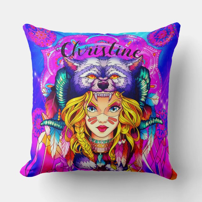 Fantasy Cute Warrior Girl Cushion (Front)
