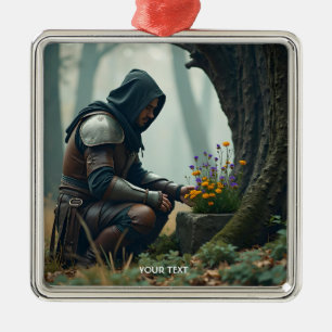 Fantasy Cute Warrior Wild Flowers Metal Tree Decoration