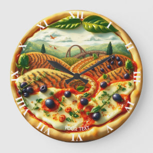 Fantasy Cute Whimsical Italian Landscape Large Clock