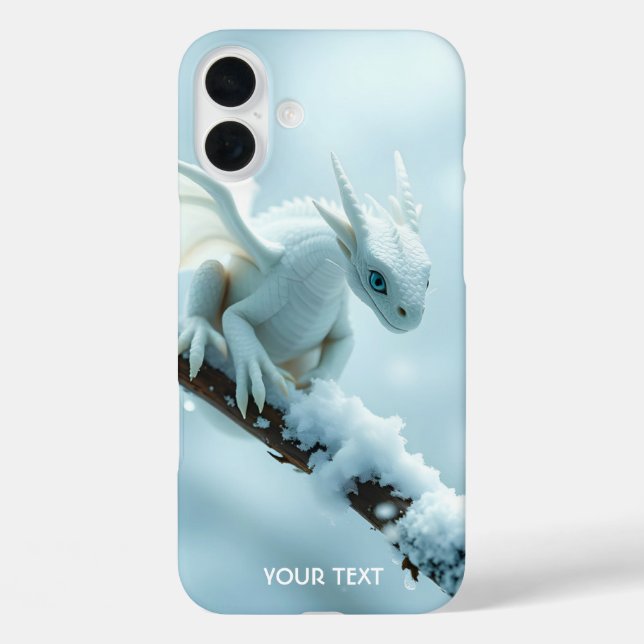 Fantasy Cute White Baby Dragon Case-Mate iPhone Case (Back)