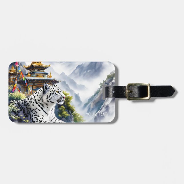 Fantasy Cute White Leopard Mountains Luggage Tag (Front Horizontal)