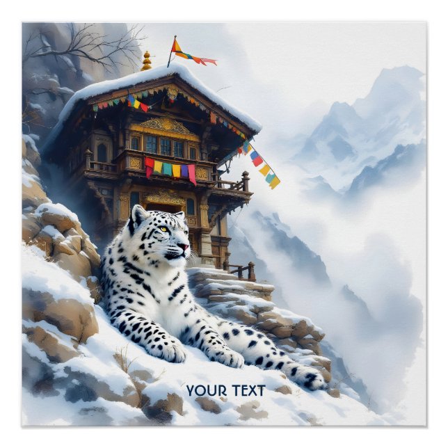 Fantasy Cute White Leopard Snow Poster (Front)