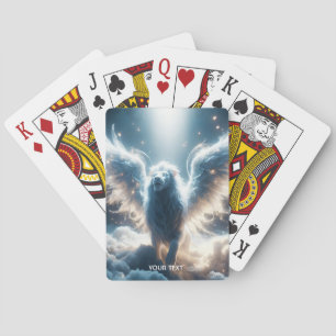 Fantasy Cute White Lion Heaven Playing Cards
