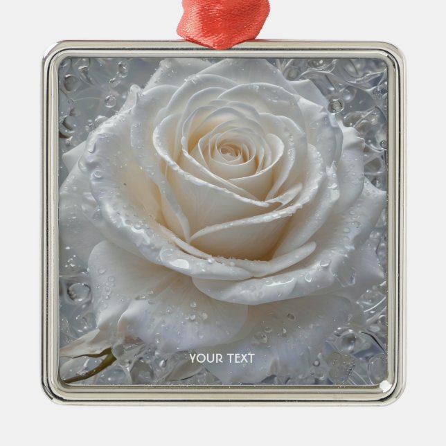 Fantasy Cute White Rose Drops Metal Tree Decoration (Front)