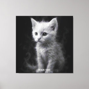 Fantasy Cute White Smoke Kitten Canvas Print