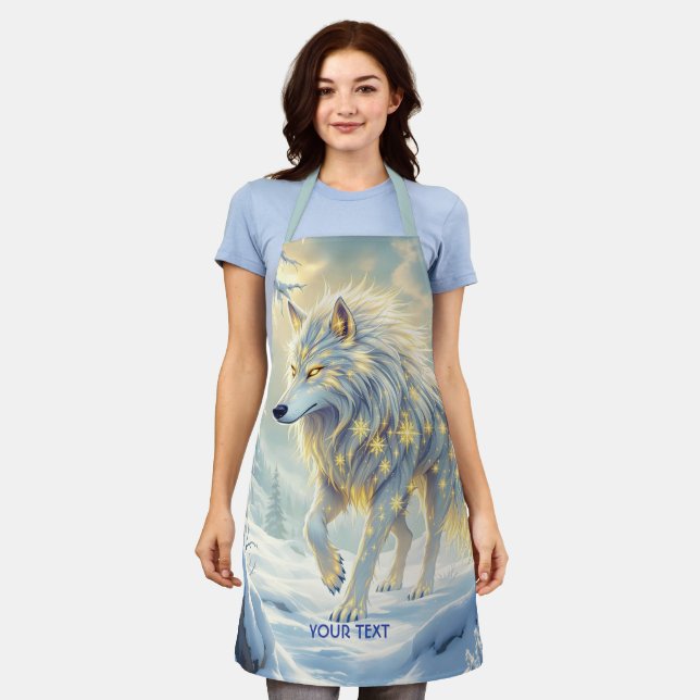 Fantasy Cute  White Wolf Winter Apron (Worn)