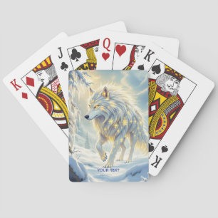 Fantasy Cute White Wolf Winter Playing Cards