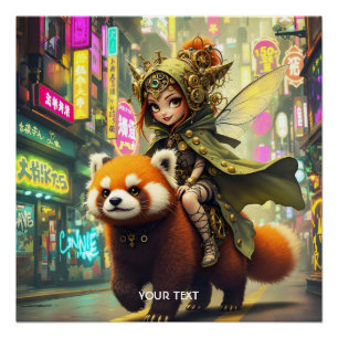 Fantasy Cute Wild Panda Ride Poster