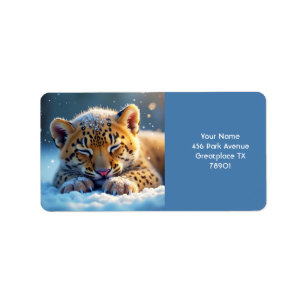 Fantasy Cute Winter Baby Leopard Label