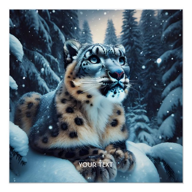 Fantasy Cute Winter Snow Leopard Poster (Front)