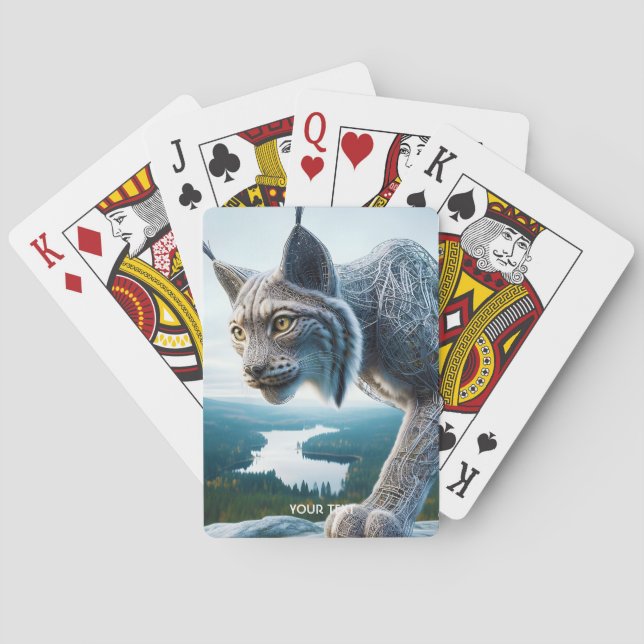 Fantasy Cute Wired Lynx Forest Playing Cards (Back)