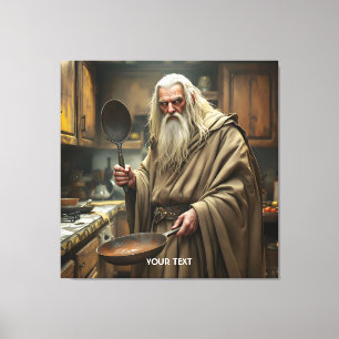 Fantasy Cute  Wizard Frying Pan Canvas Print