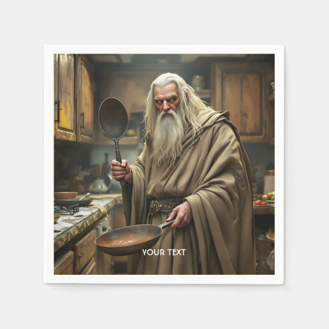 Fantasy Cute  Wizard Frying Pan Napkin (Front)