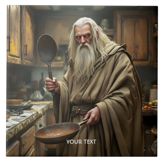 Fantasy Cute  Wizard Frying Pan Tile (Front)
