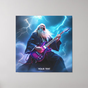 Fantasy Cute Wizard Playing Guitar Canvas Print