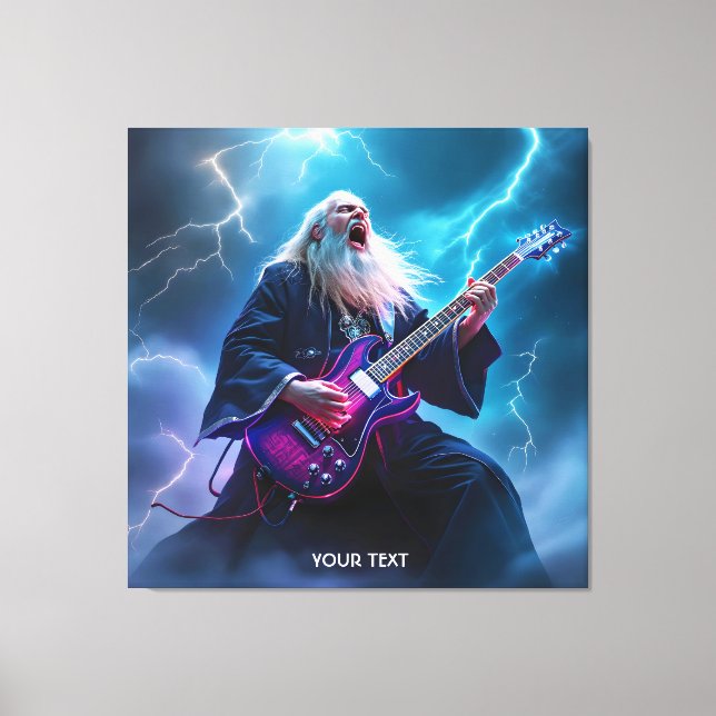 Fantasy Cute Wizard Playing Guitar Canvas Print (Front)