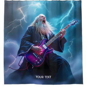 Fantasy Cute Wizard Playing Guitar Shower Curtain