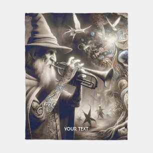 Fantasy Cute Wizard Trumpet Forest Fleece Blanket