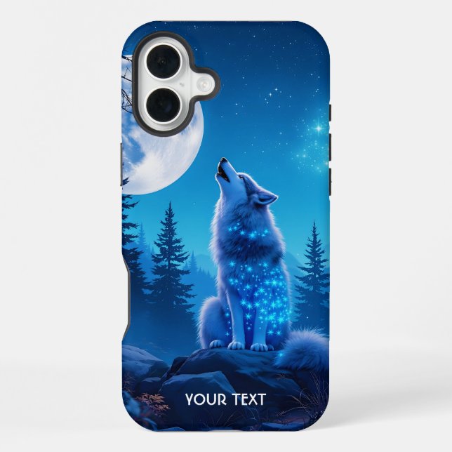 Fantasy Cute  Wolf Double Exposition  iPhone Case (Back)