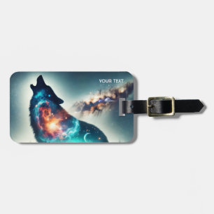 Fantasy Cute Wolf Forest Space Luggage Tag