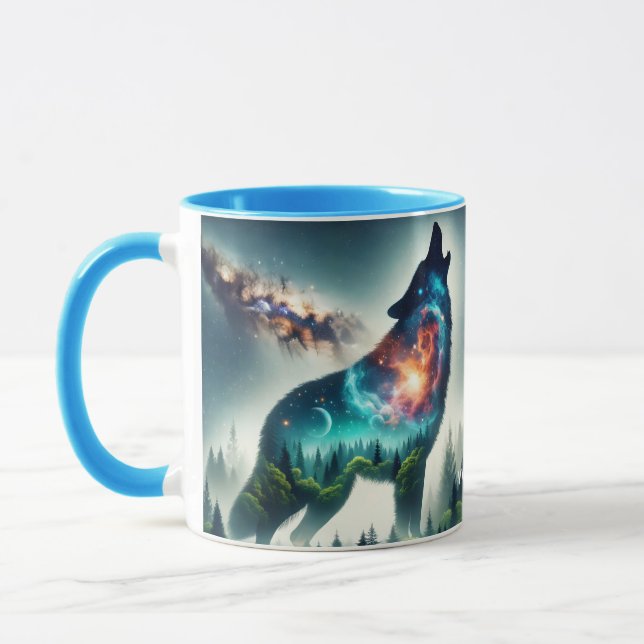 Fantasy Cute Wolf Forest Space Mug (Left)