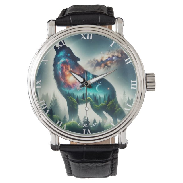 Fantasy Cute Wolf Forest Space Watch (Front)