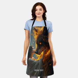Fantasy Cute Wolf Girl Fire Apron