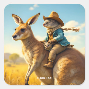 Fantasy Cute Wombat Kangaroo Koala Square Sticker