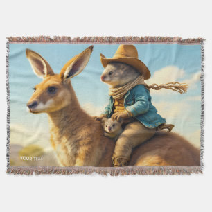 Fantasy Cute Wombat Kangaroo Koala Throw Blanket