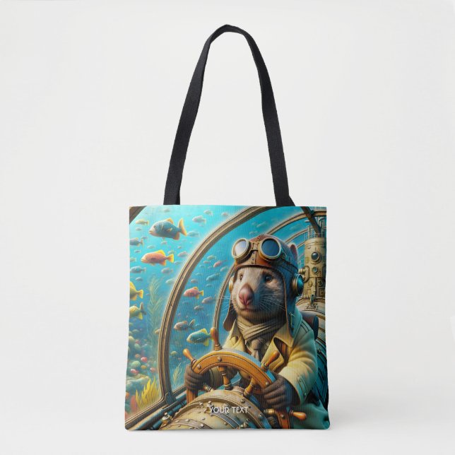 Fantasy Cute Wombat Pilot Underwater Tote Bag (Front)